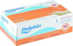 Dolphin Pudrasız Lateks Muayene Eldiveni (Large) 100'lü Pk
