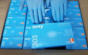 tenty 303 Mavi Nitril Pudrasız Muayene Eldiveni (Small) 100'lü x 20 Pk - Koli