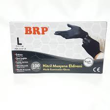 BRP Siyah Nitril Pudrasız Muayene Eldiveni 100'lü Paket (Large)